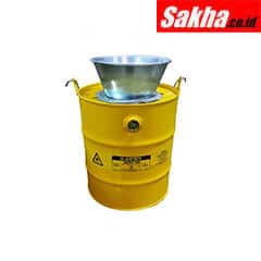 Justrite Drain Can With Plated Steel Funnel 5 Gallon, Steel, Yellow