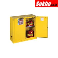 Justrite Sure-Grip® EX Flammable Safety Cabinet 30 Gallon, 1 Shelf, 2 Self-Close Doors, Yellow