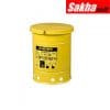 Justrite Oily Waste Can 6 Gallon, Hand-Operated Cover, Yellow