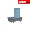 Justrite Steel Pallet With Galvanized Steel Bar Grating Forklift Pockets 2 Drum, Galvanized Finish