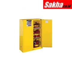 Justrite Sure-Grip® EX Flammable Safety Cabinet 45 Gallon, 2 Self-Close Doors, Yellow