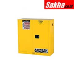 Justrite Sure-Grip® EX Flammable Safety Cabinet 30 Gallon, 44 Inch Height, 2 Manual Close Doors, Yellow