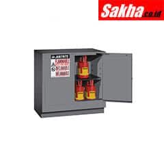 Justrite Sure-Grip® EX Undercounter Flammable Safety Cabinet 22 Gallon, 2 Self-Close Doors, Gray