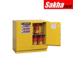 Justrite Sure-Grip® EX Undercounter Flammable Safety Cabinet 22 Gallon, 2 Self-Close Doors, Yellow