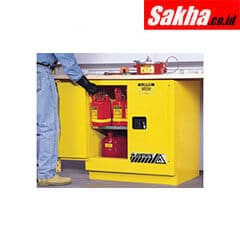 Justrite Sure-Grip® EX Undercounter Flammable Safety Cabinet 22 Gallon, 2 Manual Close Doors, Yellow