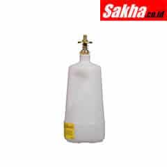 Justrite Dispensing Can, Nonmetallic, With Brass Dispenser Valves, 1 Quart, Translucent Polyethylene, White