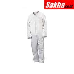 CONDOR 32GV33 Collared Disposable Coveralls with Open Material, White, M