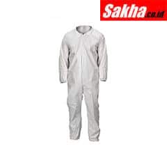 CONDOR 32GV39 Collared Disposable Coveralls with Elastic Material, White, M