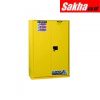 Justrite Sure-Grip® EX Combustibles Safety Cabinet For Paint And Ink 60 Gallon, 1 Bi-Fold Door, Yellow