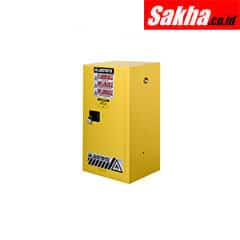 Justrite Sure-Grip® EX Compac Flammable Safety Cabinet 15 Gallon, 1 Manual Close Door, Yellow