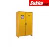 Justrite EN Flammable Safety Cabinet 90-Minute, 45 Gallon, 2 Hybrid-Close Doors, Yellow