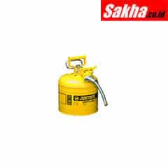 Justrite Type II AccuFlow™ Steel Steel Safety Can For Diesel 2 Gallon, 5 8 Metal Hose, Yellow