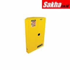 Justrite SURE-GRIP® EX CORNER FLAMMABLE SAFETY CABINET 45 Gallon, 2 MANUAL-CLOSE DOORS, Yellow