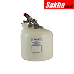 Justrite Safety Container For Corrosives Acids 2.5 Gallon, Self-Close Cap, Polyethylene, White