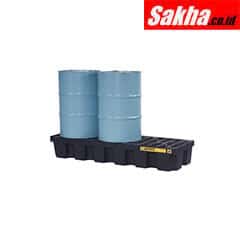 Justrite EcoPolyBlend™ Spill Control Pallet 3 Drum, Recycled Polyethylene, Black