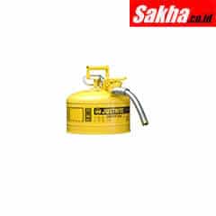 Justrite Type II AccuFlow™ Steel Safety Can For Diesel 2.5 Gallon, 1 Metal Hose, Yellow