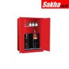 Justrite Sure-Grip® EX Vertical Drum Safety Cabinet And Drum Rollers 60 Gallon, 2 Manual Close Doors, Red