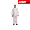 ANSELL 68-1500 Collared Coveralls with Elastic Cuff, SMS Material, White, 2XL