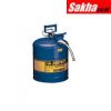 Justrite Type II AccuFlow™ Steel Safety Can For Kerosene 5 Gallon, 5 8-Inch Metal Hose, Blue
