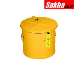 Justrite Wash Tank With Basket For Small Parts Cleaning, 6 Gallon, Self-Close Cover W Fusible Link, Steel, Yellow