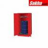 Justrite Sure-Grip® EX Vertical Drum Safety Cabinet And Drum Rollers 55 Gallon, 2 Self-Close Doors, Red