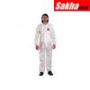 ANSELL 68-1500 Collared Coveralls with Elastic Cuff, SMS Material, White, 5XL