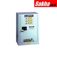 Justrite ChemCor® Under Fume Hood Corrosives Acids Safety Cabinet 15 Gallon, 1 Self-Close Right Door, Silver