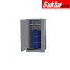 Justrite Sure-Grip® EX Vertical Drum Safety Cabinet And Drum Rollers 55 Gallon, 2 Manual Close Doors, Gray