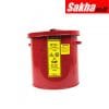 Justrite Wash Tank With Basket For Small Parts Cleaning, 6 Gallon, Self-Close Cover W Fusible Link, Steel, Red