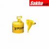 Justrite Type I Steel Safety Can For Diesel With Funnel, 2 Gallon, Yellow