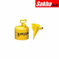 Justrite Type I Steel Safety Can For Diesel With Funnel, 2 Gallon, Yellow