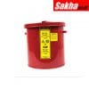 Justrite Wash Tank With Poly Liner And Basket, 3.5 Gallon, Self-Close Cover W Fusible Link, Steel, Red