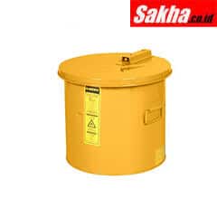 Justrite Wash Tank With Poly Liner And Basket, 3.5 Gallon, Self-Close Cover W Fusible Link, Steel, Yellow