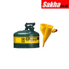 Justrite Type I Steel Safety Can For Oil With Funnel, 1 Gallon, Green