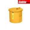 Justrite Wash Tank With Basket For Small Parts Cleaning, 3.5 Gallon, Self-Close Cover W Fusible Link, Steel, Yellow