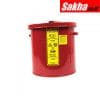 Justrite Wash Tank With Basket For Small Parts Cleaning, 2 Gallon, Self-Close Cover W Fusible Link, Steel, Red