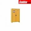 Justrite EN Flammable Safety Cabinet 30-Minute, 45 Gallon, 2 Hybrid-Close Doors, Yellow
