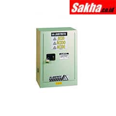Justrite ChemCor® Under Fume Hood Corrosives Acids Safety Cabinet 15 Gallon, 1 Manual-Close Right Door, Light Neutral