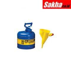 Justrite Type I Steel Safety Can For Kerosene With Funnel, 2 Gallon, Blue