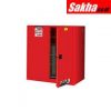 Justrite Sure-Grip® EX Vertical Drum Safety Cabinet And Drum Rollers 60 Gallon, 2 Self-Close Doors, Red
