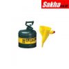 Justrite Type I Steel Safety Can For Oil With Funnel, 2 Gallon, Green