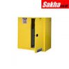 Justrite Sure-Grip® EX Vertical Drum Safety Cabinet And Drum Rollers 60 Gallon, 2 Self-Close Doors, Yellow