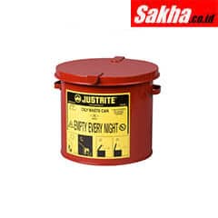 Justrite Oily Waste Countertop Can Accepts Small Wipes And Swabs, 2 Gallon, Red