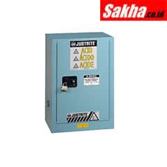 Justrite Sure-Grip® EX Compac Corrosives Acid Steel Safety Cabinet, 12 Gallon, 1 Manual Close Door, Blue