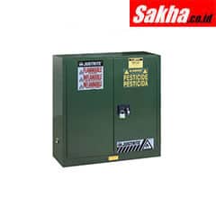 Justrite Sure-Grip® EX Pesticides Safety Cabinet, 30 Gallon, 2 Self-Close Doors, Green