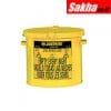 Justrite Countertop Oily Waste Can Accepts Small Wipes And Swabs, 2 Gallon, Yellow