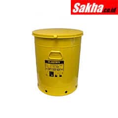 Justrite Oily Waste Can 21 Gallon, Hand-Operated Cover, Yellow