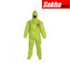 DUPONT TK128TLY Hooded Chemical Resistant Coveralls with Elastic Cuff, Tychem