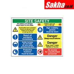 Sitesafe SSF9644520K Site Safety Visitors and Drivers Rigid PVC Sign - 800 x 600mm