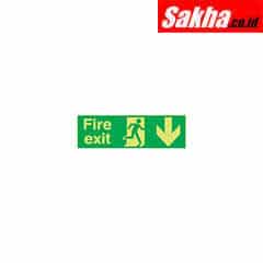 Sitesafe SSF9647854K Fire Exit Arrow Down Photoluminescent Rigid PVC Sign 450 x 150mm
